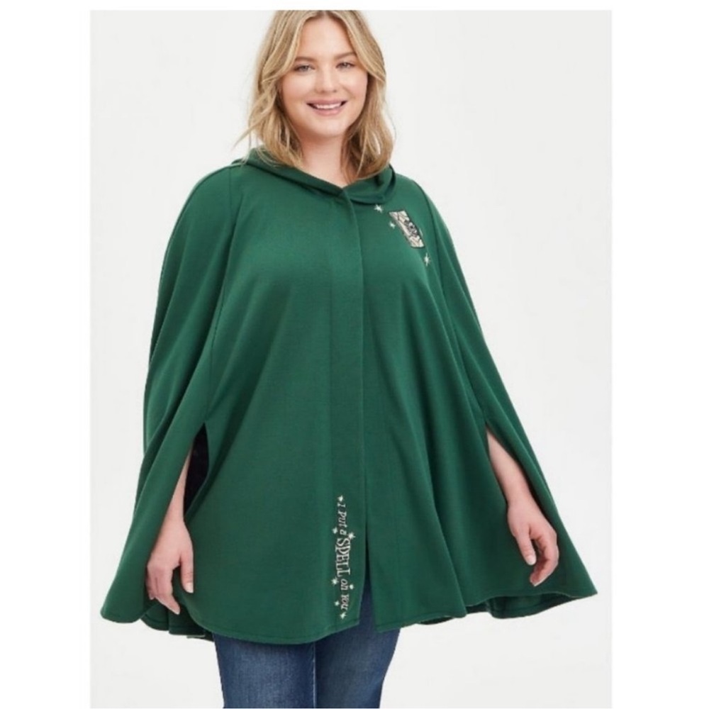 Torrid Green Hooded Cape Jacket